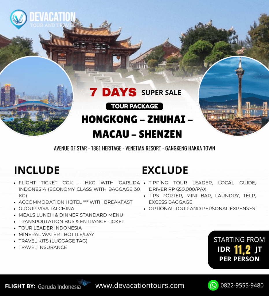Paket Wisata Hongkong Macau Zhuhai Shenzhen – DeVacation Tours