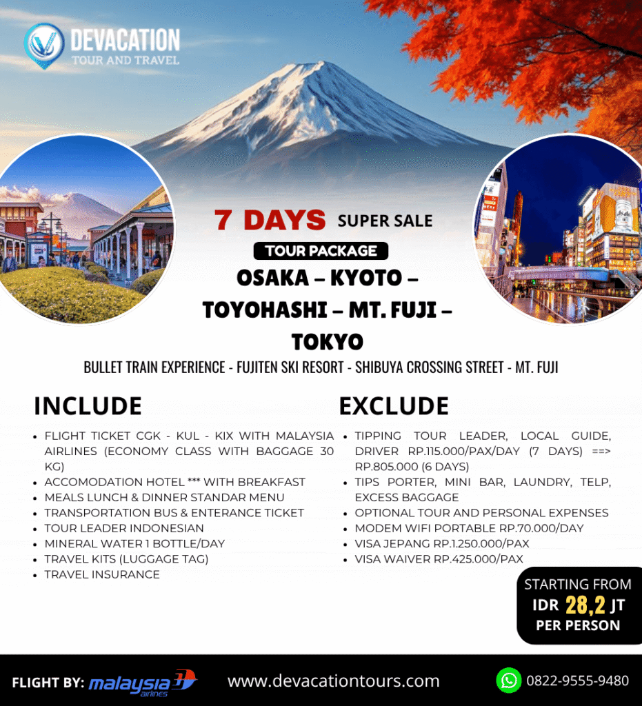 Paket Tour Jepang Tokyo Kyoto Osaka – Liburan Musim Dingin