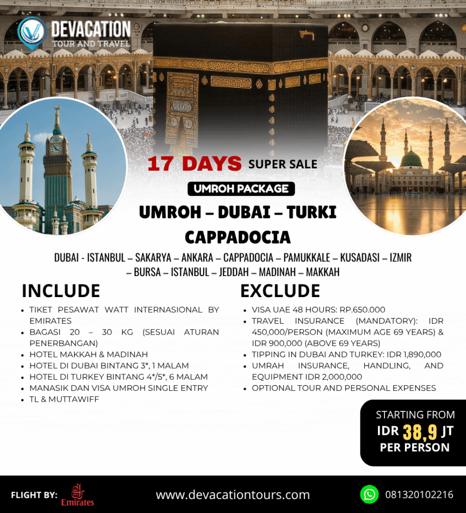 Paket Umroh Plus Turki Cappadocia 17 Hari – DeVacation Tours
