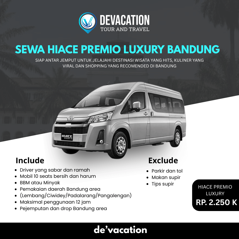 Sewa Hiace Premio Luxury Bandung dengan interior mewah dan supir berpengalaman